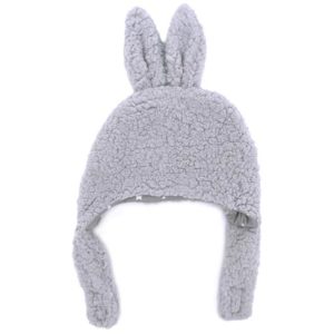 Bonnet chapka lapin en sherpa gris BB&Co, vendu par Rêves de fil.