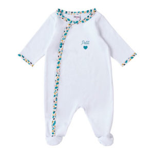 Pyjama - Dors-bien coton "Petit cœur" blanc / imprimé multicolor BB&Co vendu par rêves de fil